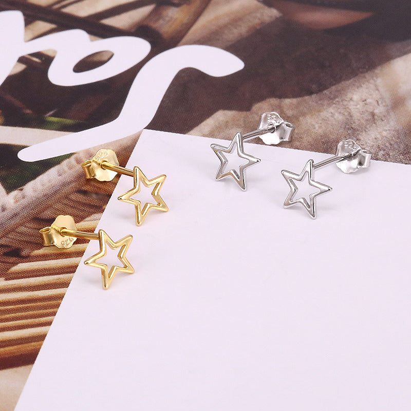 1 Pair 925 Sterling Silver Star Ear Studs