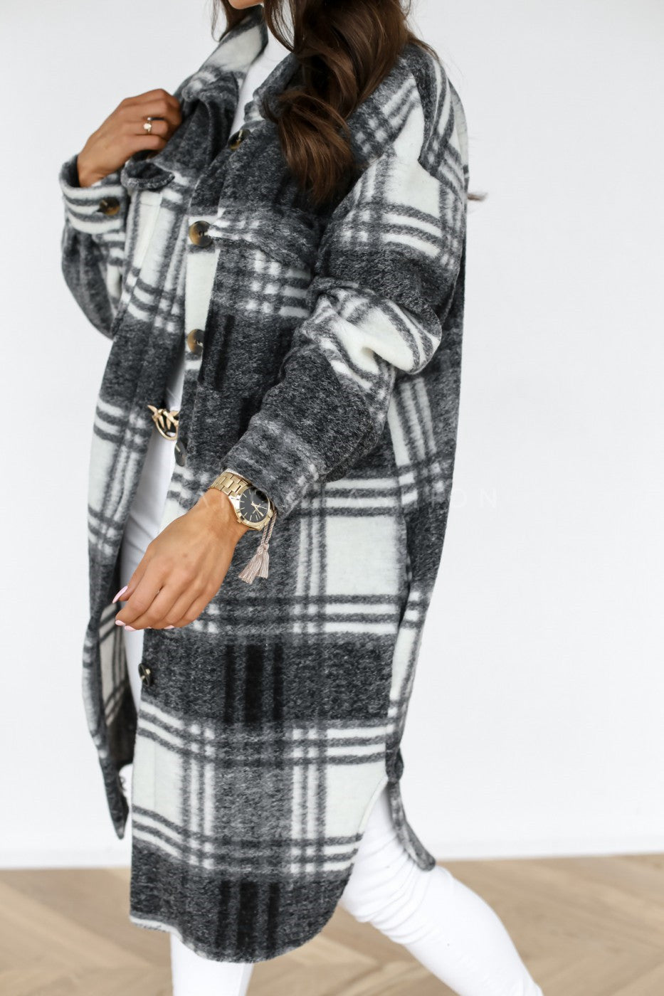 Women'S Fashion Tartan Patchwork Coat