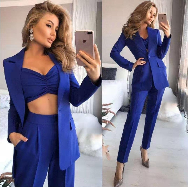 women's long sleeve blazers business solid color