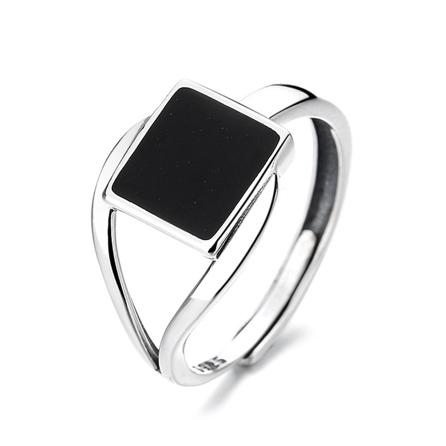 925 Sterling Silver Geometric Square Open Rings